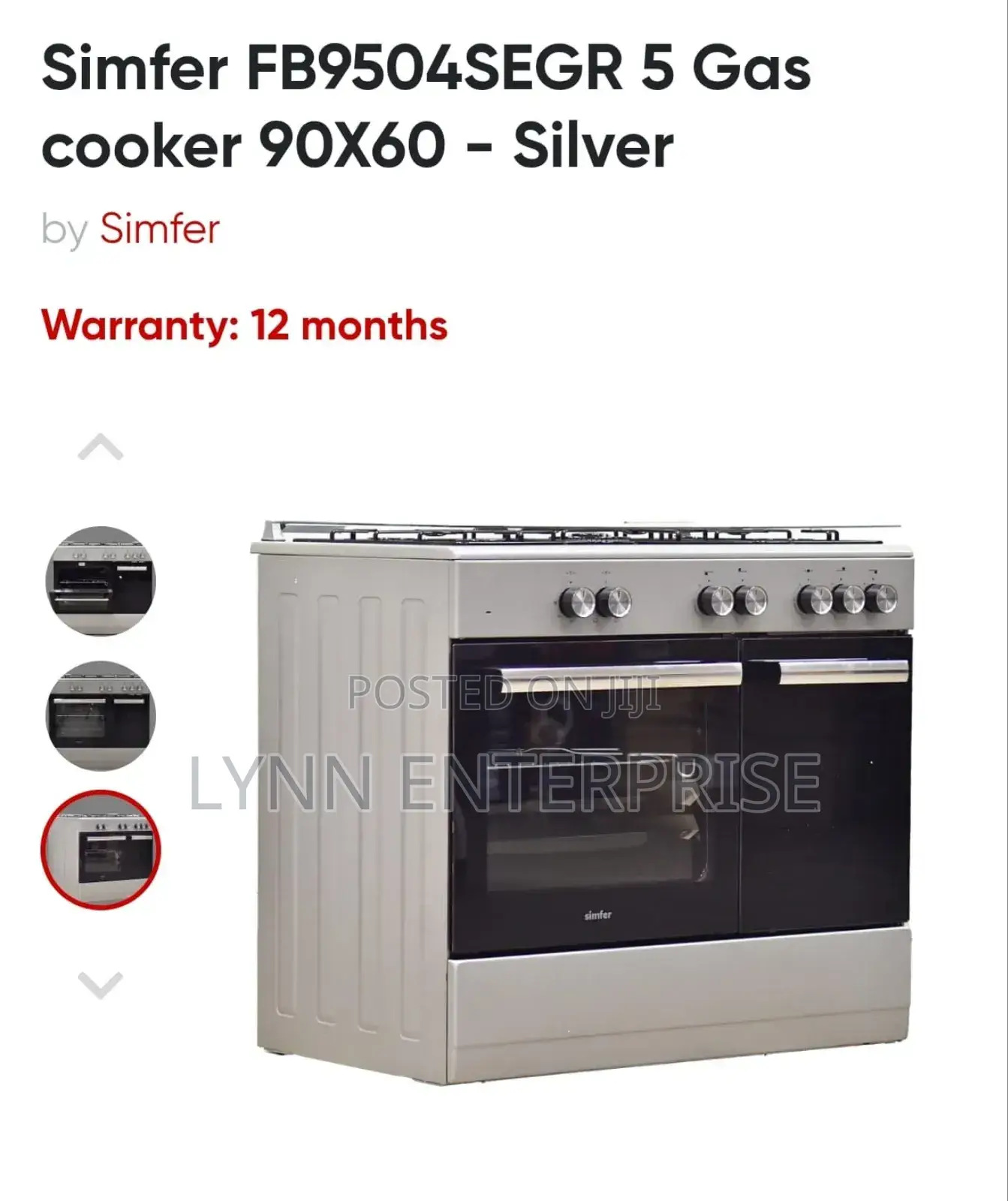 60*90 Von Simfer 5 Gas With Electric Oven