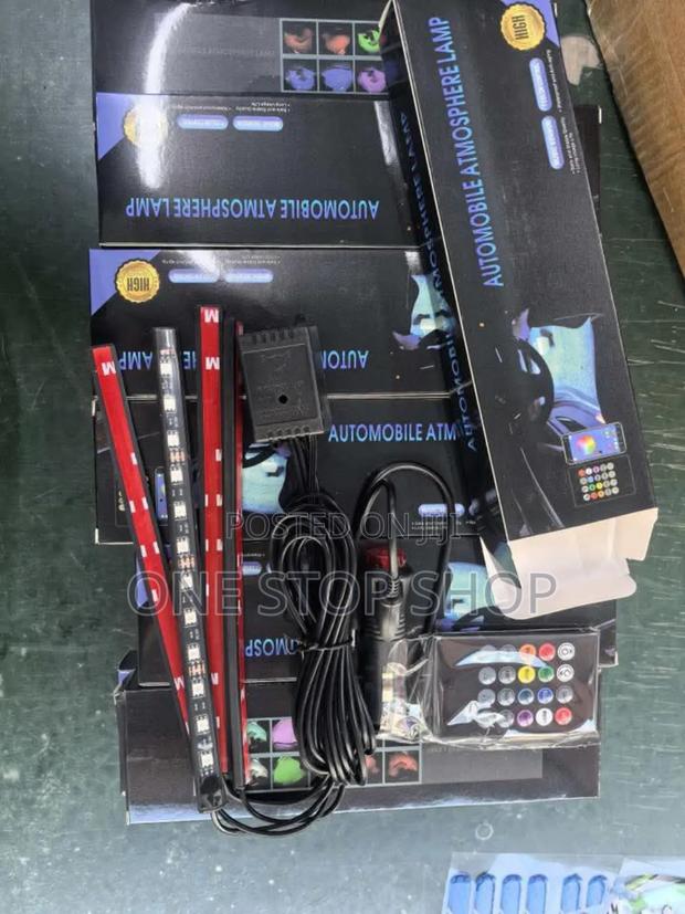 4pcs Cigarette Lighter Powered Remote Controlled Foot Under Led Lights - main view