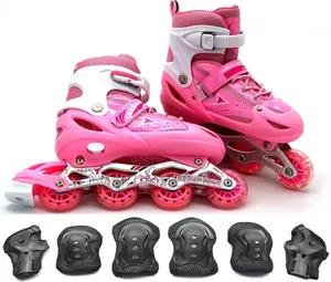 Inline Skates Adjustable Size Roller Skates With Protective Gear