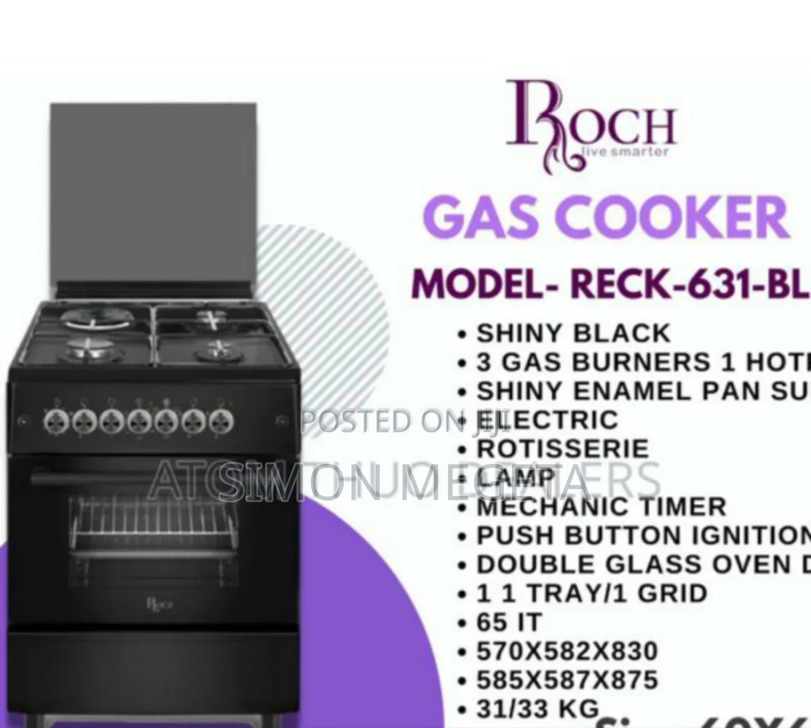 Pay on Delivery Roch 60*60 Standing Cooker