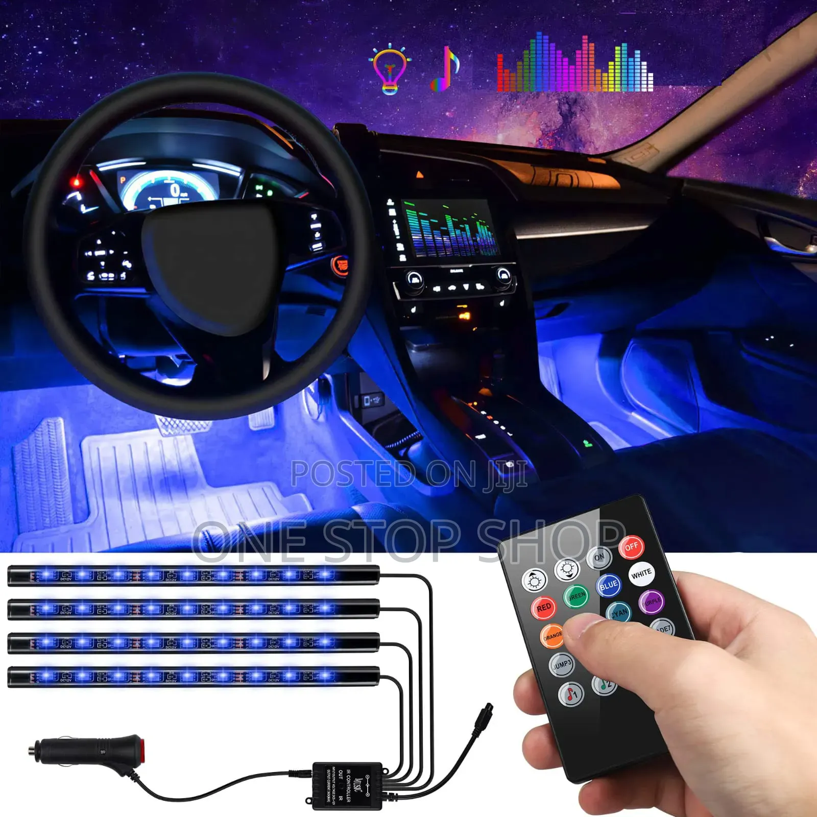 Interior Car Led Strip Multicolor Remote Selector Floor Lights