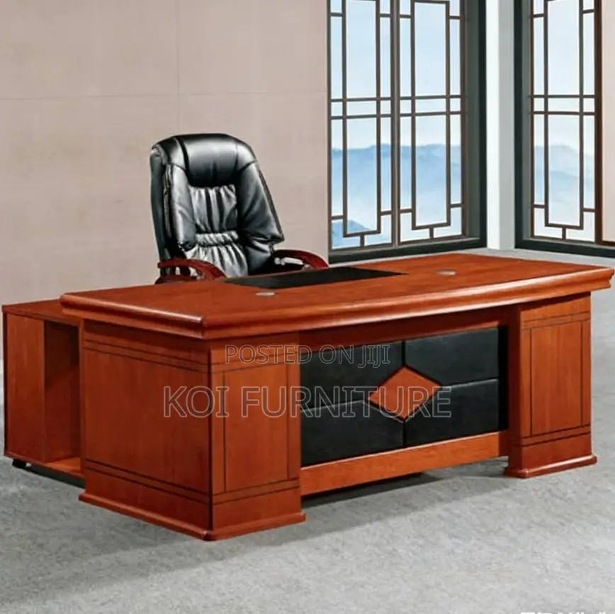 Office Desk : 1.6m Mahogany-Colored Boss Executive Office Set,
