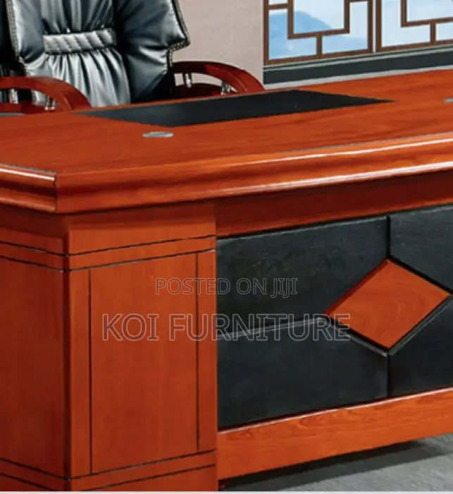 Office Desk : 1.6m Mahogany-Colored Boss Executive Office Set,