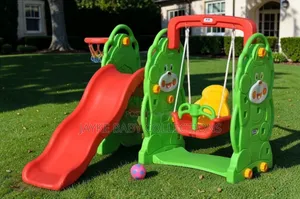 3-in-1 Kids Playset – Slide, Swing Basketball Fun at Home