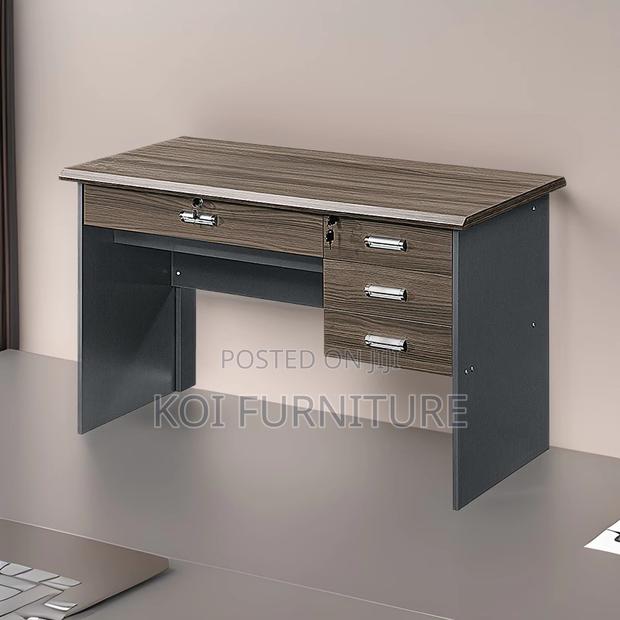Office Desk : 0.9m Modern Office Desk Featuring a Dark Walnut Finish - main view