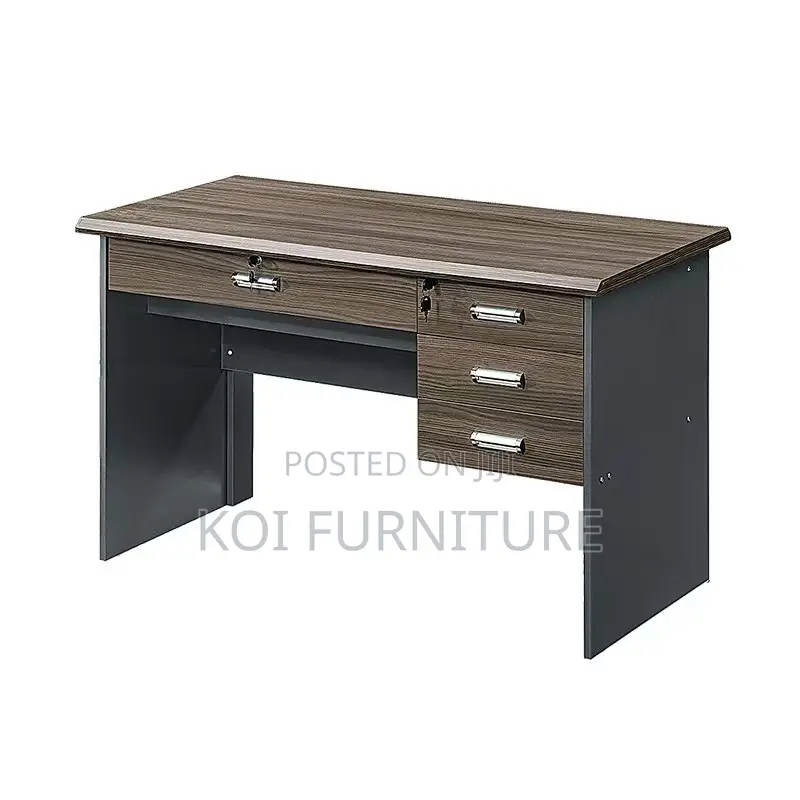 Office Desk : 0.9m Modern Office Desk Featuring a Dark Walnut Finish