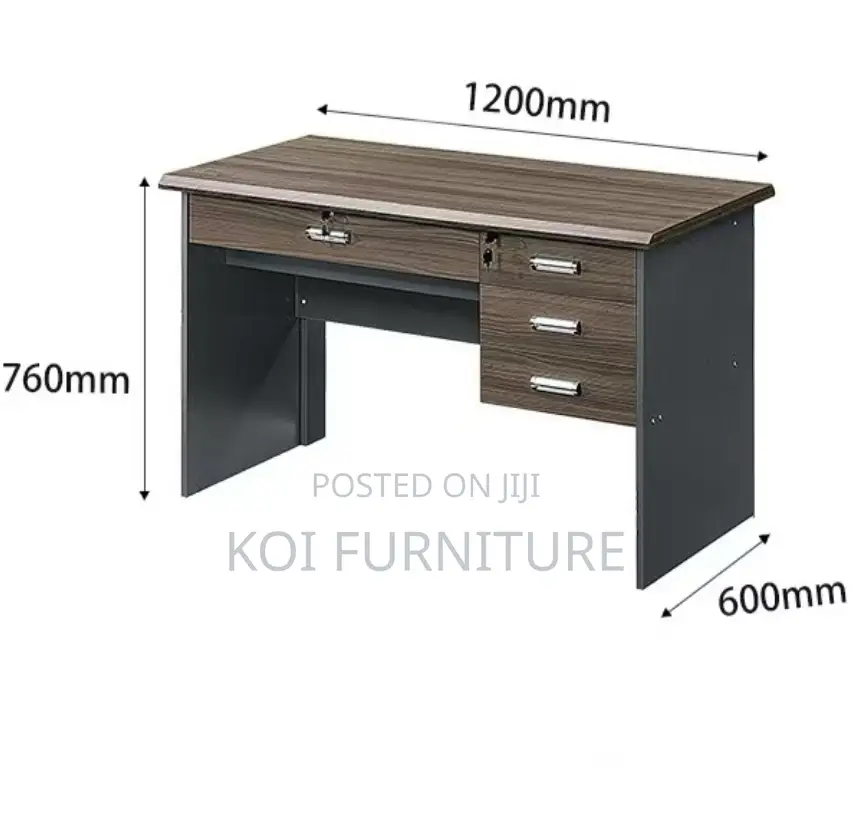 Office Desk : 0.9m Modern Office Desk Featuring a Dark Walnut Finish