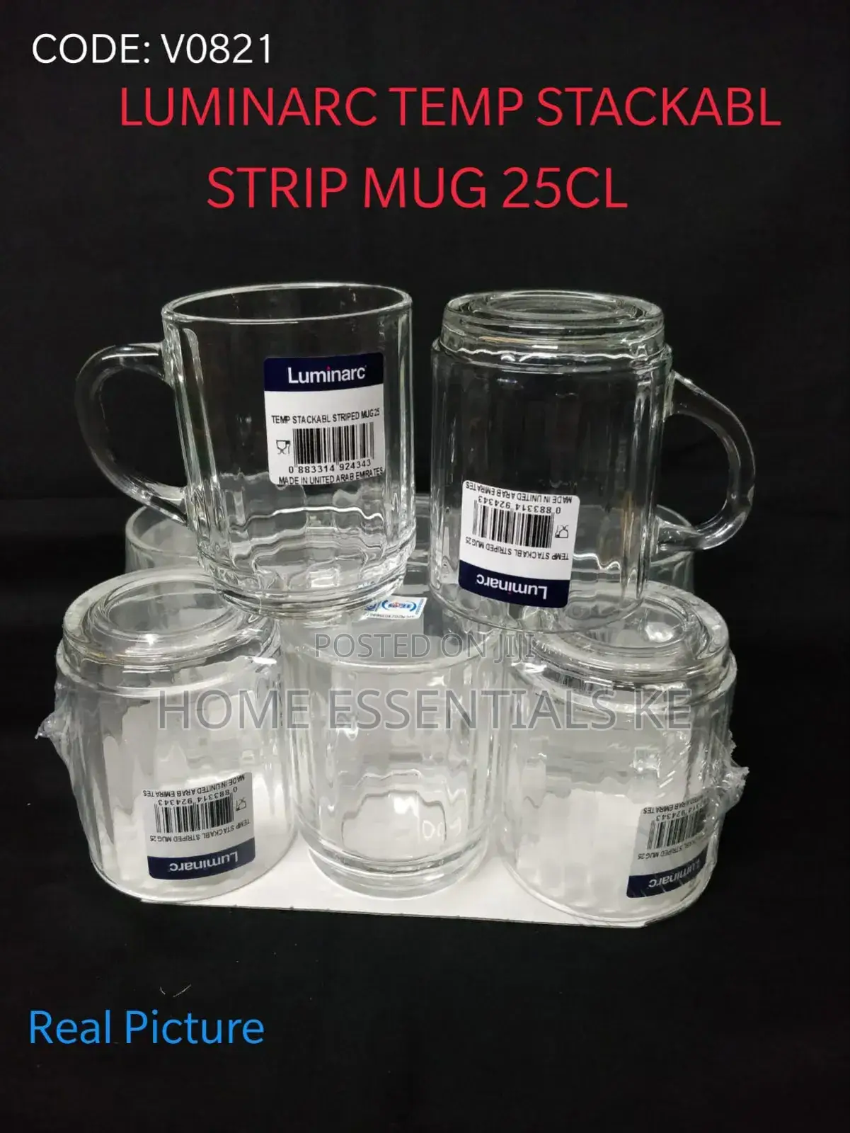 6pc
Luminarc Temp Striped Stackable Clear Mugs 25cl