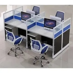 Office Desk : 4-Person Modular Office Workstation Pod