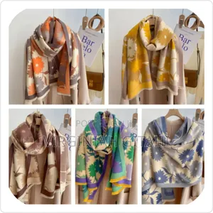 Luxury Floral Print Scarf for Women Warmer Winter Cashmer