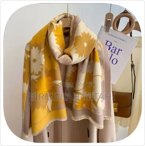 Luxury Floral Print Scarf for Women Warmer Winter Cashmer