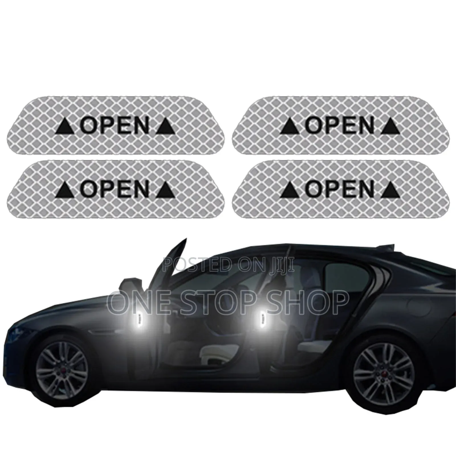4pc White Strong Reflection Door Open Stickers