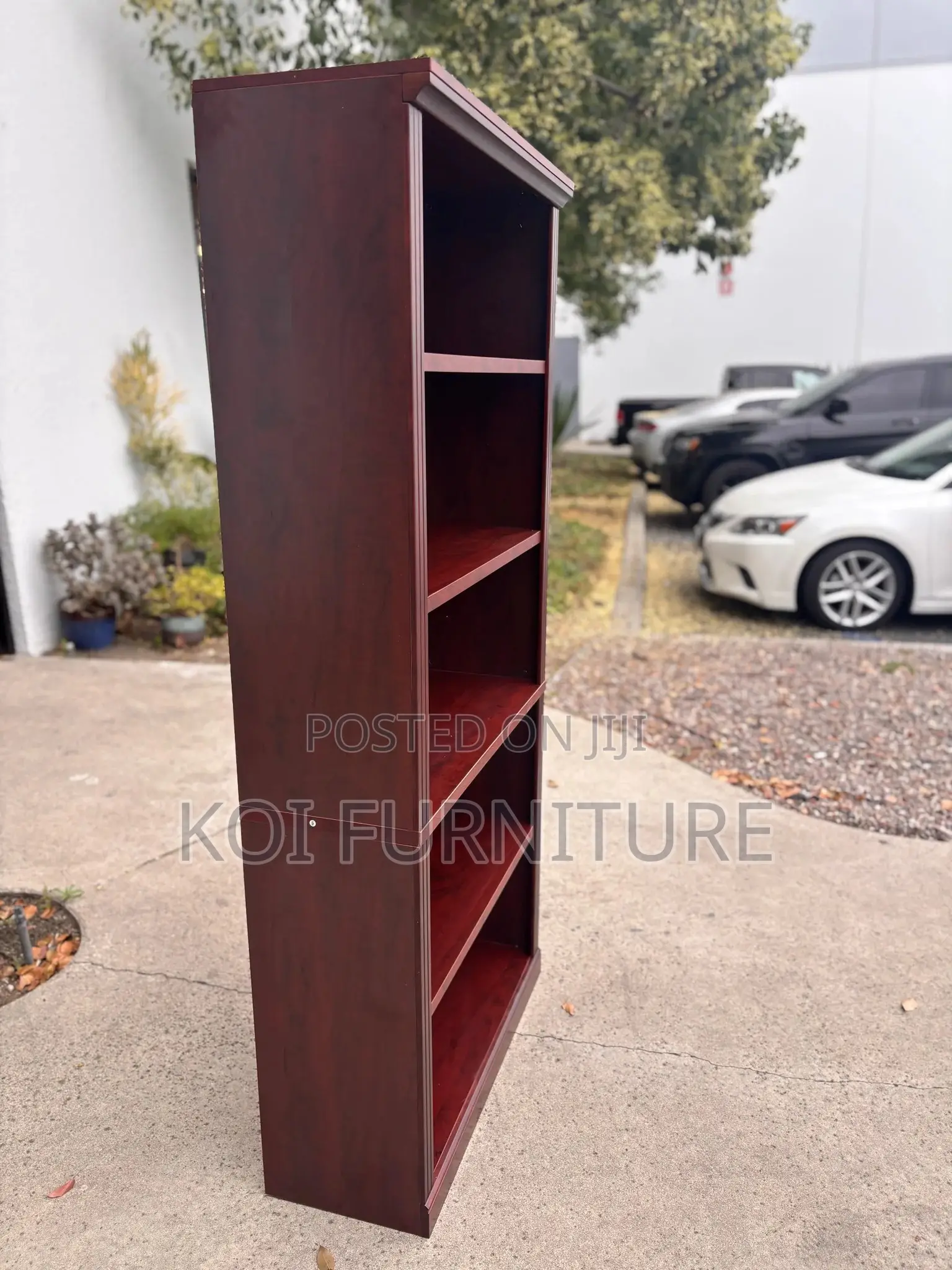 Office Bookcase : Modern Brown 5-Tier Wooden Bookcase,