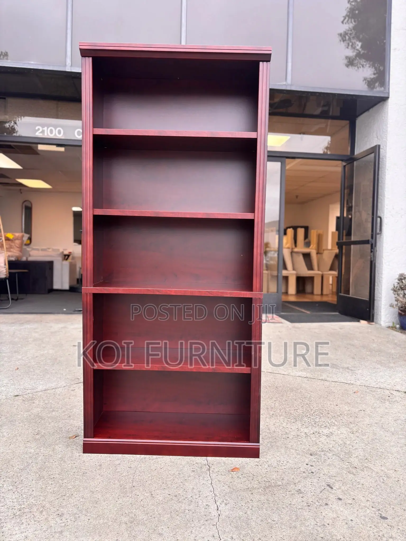Office Bookcase : Modern Brown 5-Tier Wooden Bookcase,