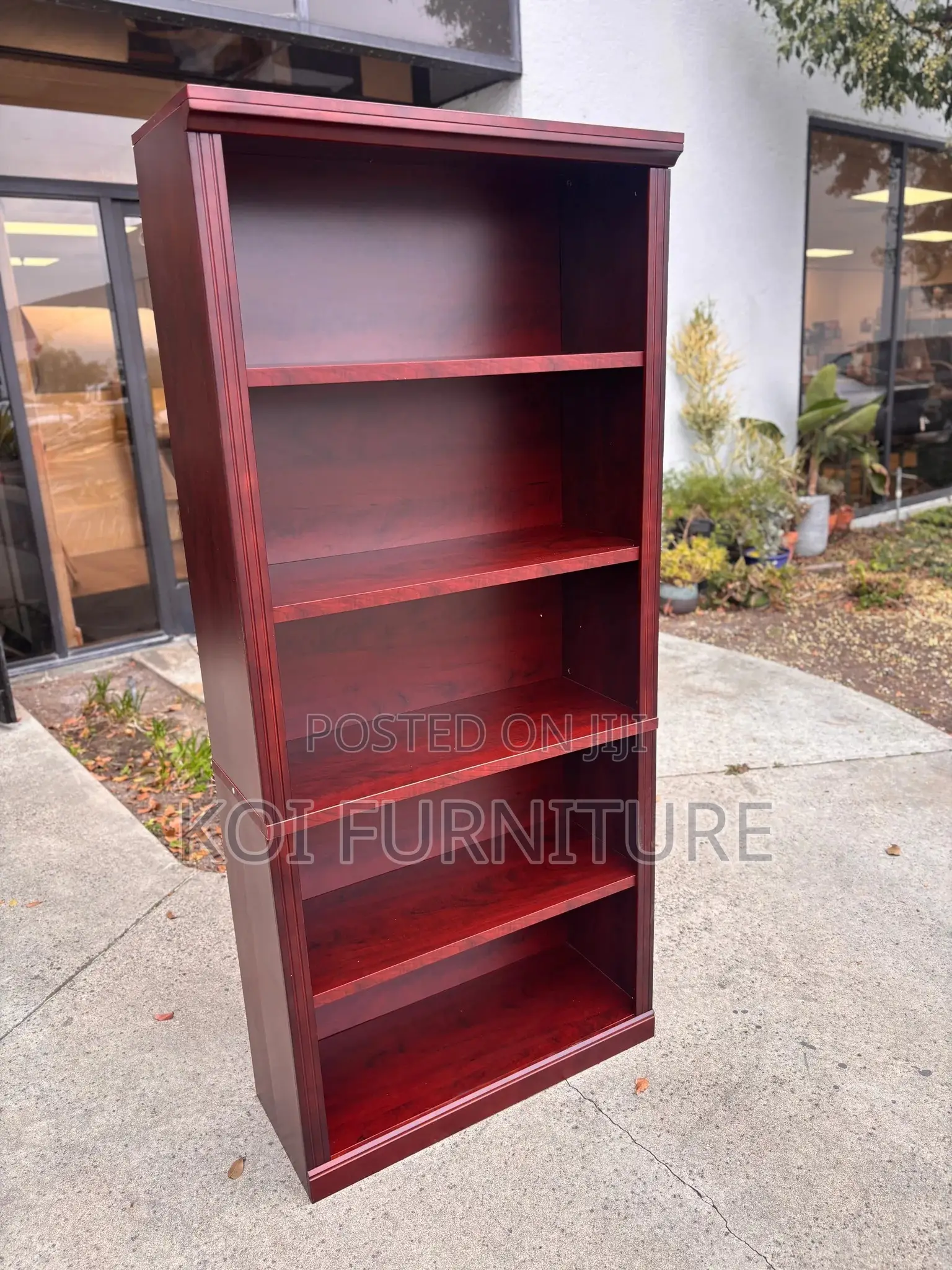 Office Bookcase : Modern Brown 5-Tier Wooden Bookcase,