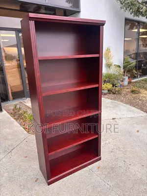 Office Bookcase : Modern Brown 5-Tier Wooden Bookcase,