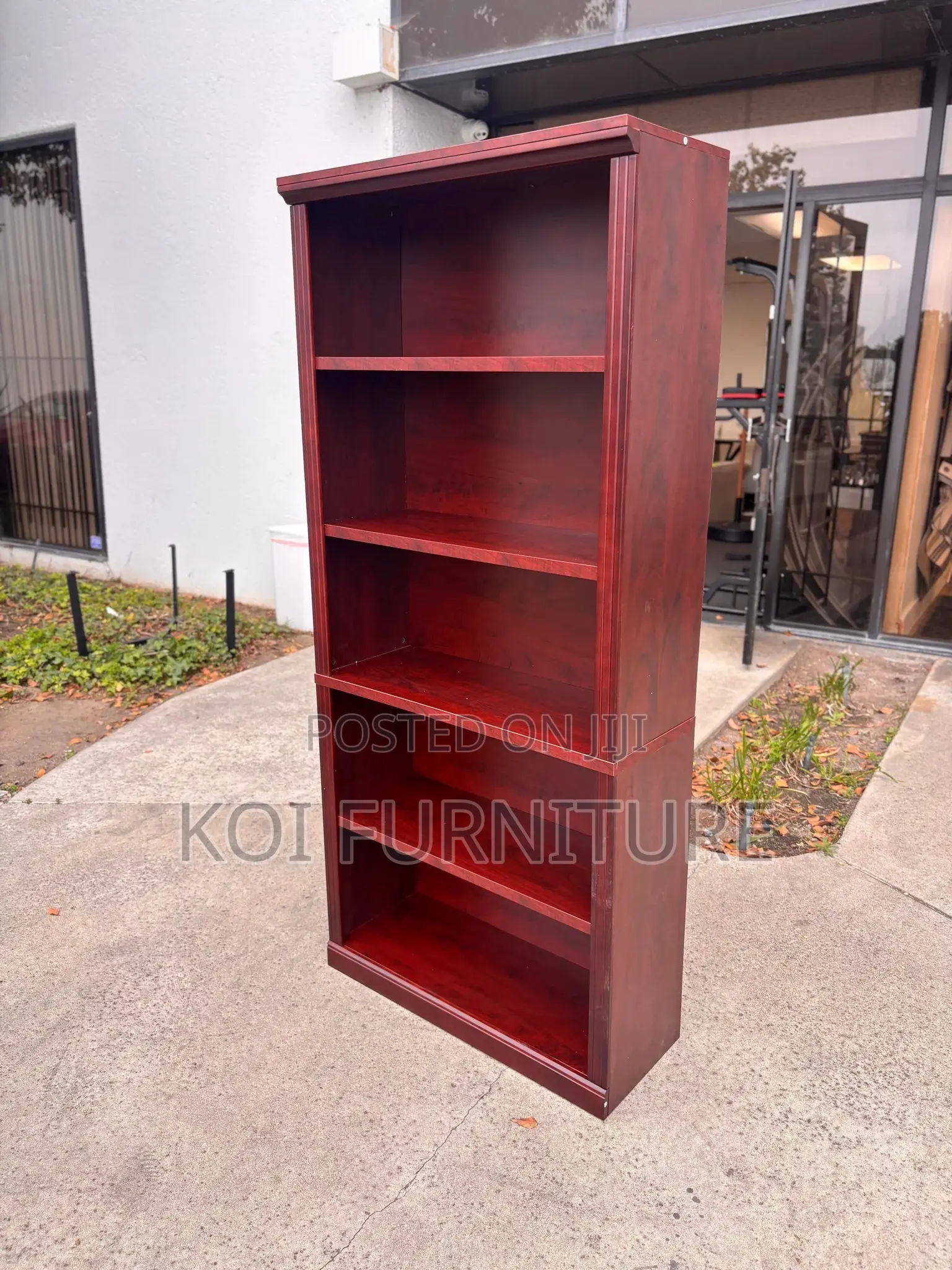 Office Bookcase : Modern Brown 5-Tier Wooden Bookcase,
