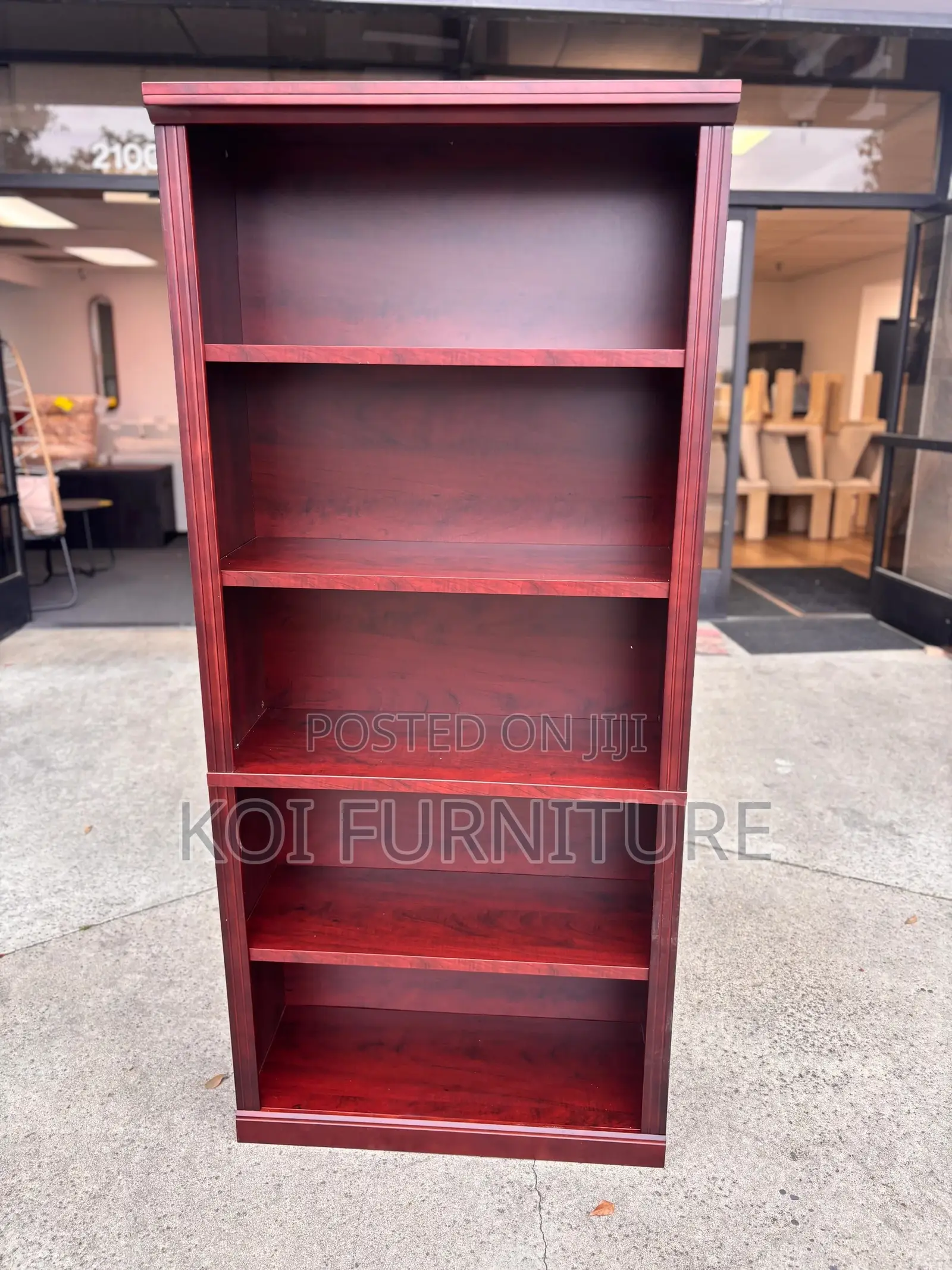 Office Bookcase : Modern Brown 5-Tier Wooden Bookcase,