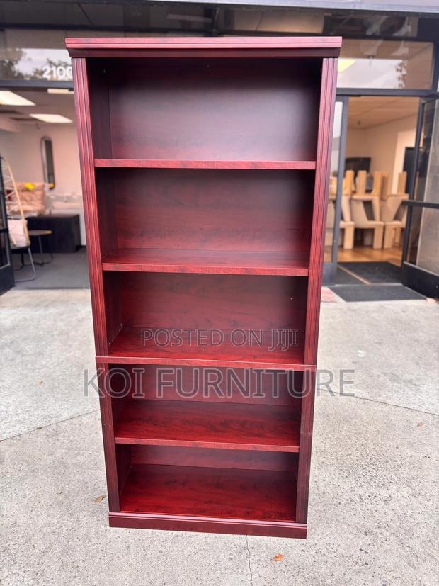Office Bookcase : Modern Brown 5-Tier Wooden Bookcase, - thumbnail 7