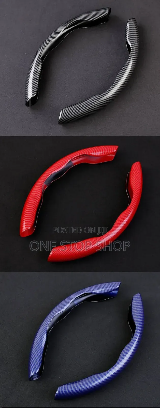 2pc Red Carbon Finish All Season Steering Wheel Cover