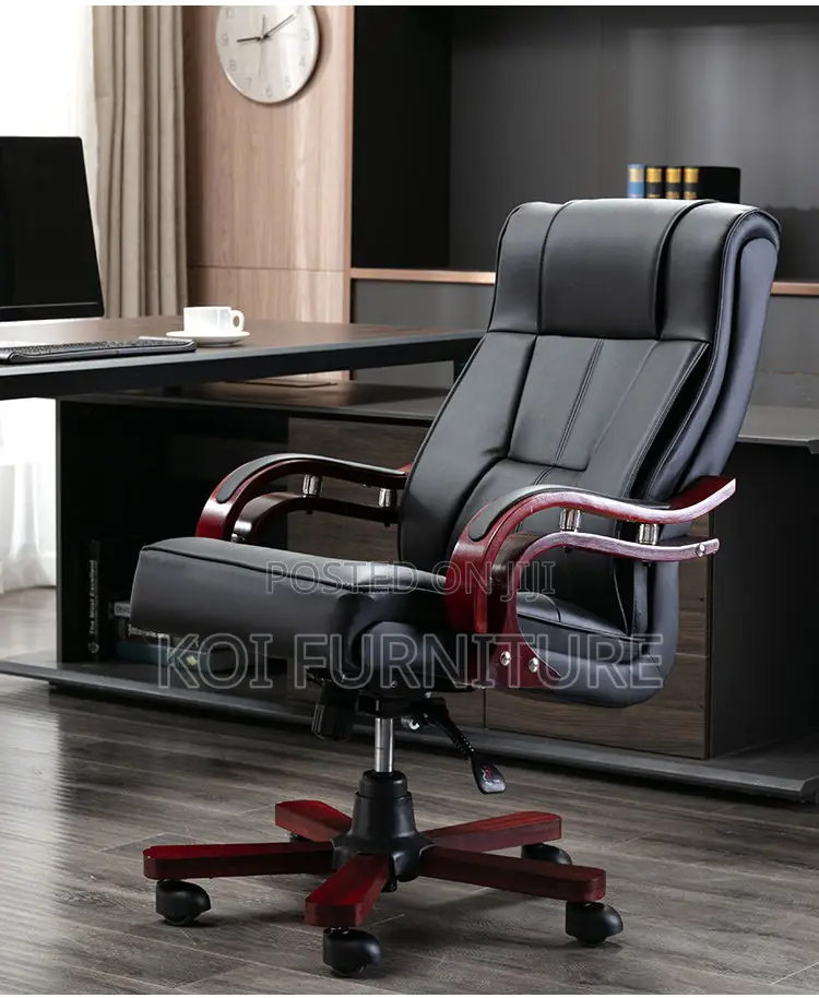 Office Chair : Black Leather Bliss Executive Office Seat