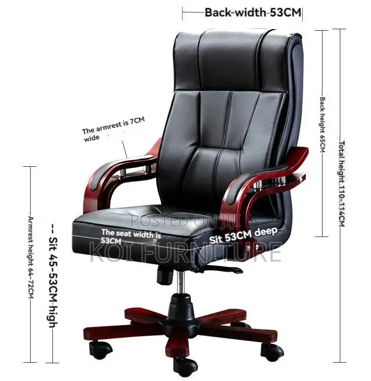 Office Chair : Black Leather Bliss Executive Office Seat