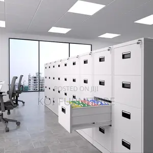 Office Cabinet : White 4-Drawer Metallic Filing Cabinet