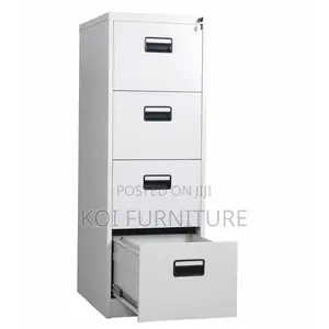 Office Cabinet : White 4-Drawer Metallic Filing Cabinet