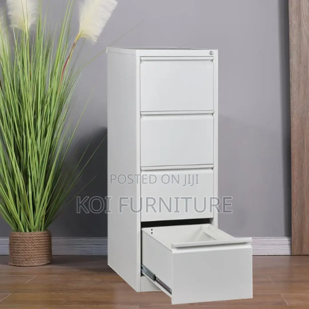 Office Cabinet : White 4-Drawer Metallic Filing Cabinet