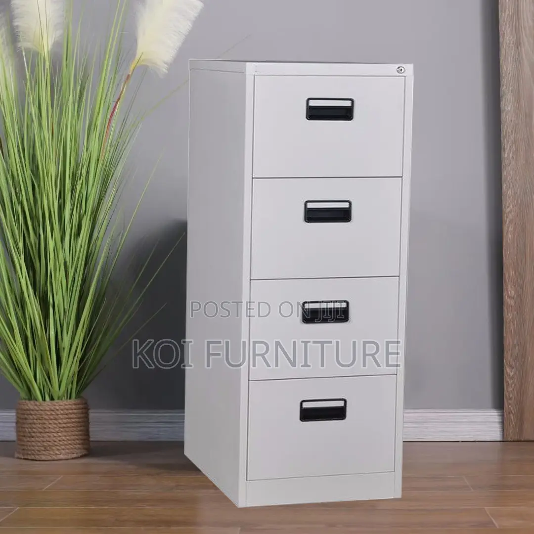 Office Cabinet : White 4-Drawer Metallic Filing Cabinet