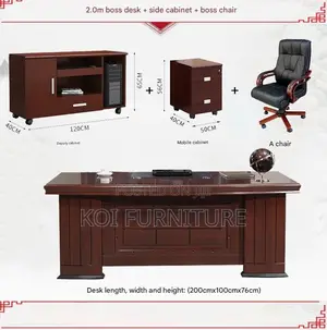 Office Desk; 1800mm Executive Mahogany Office Desk