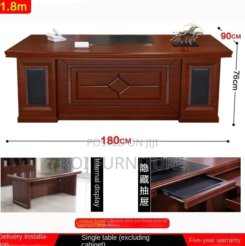 Office Desk; 1800mm Executive Mahogany Office Desk
