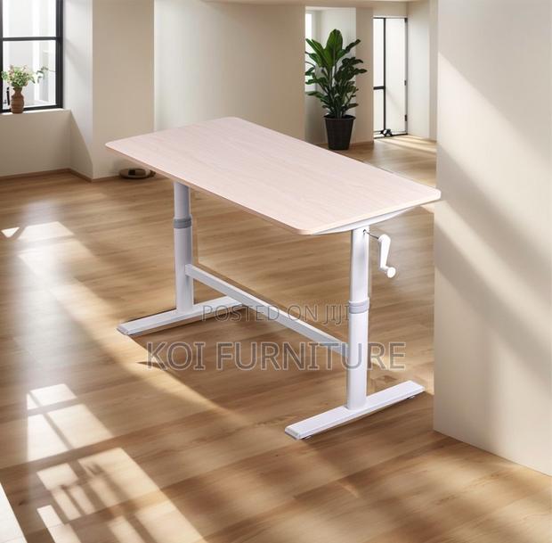 Office Table; Adjustable White Home Office Training Desk