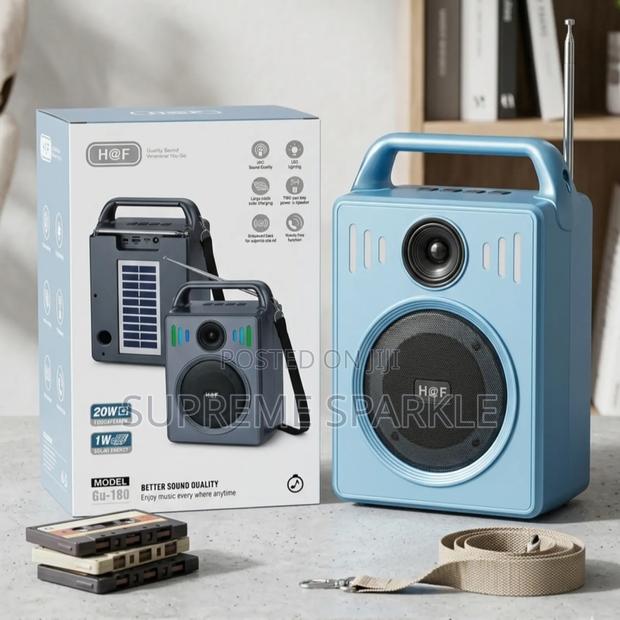 H at F Gu-180 Portable Bluetooth Speaker. Solar Rechargeable Radio