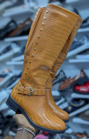 Alligator Skin Elastic High Boots