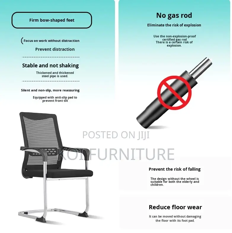 Office Chairs; Mesh Visitor Non Rotating Chair