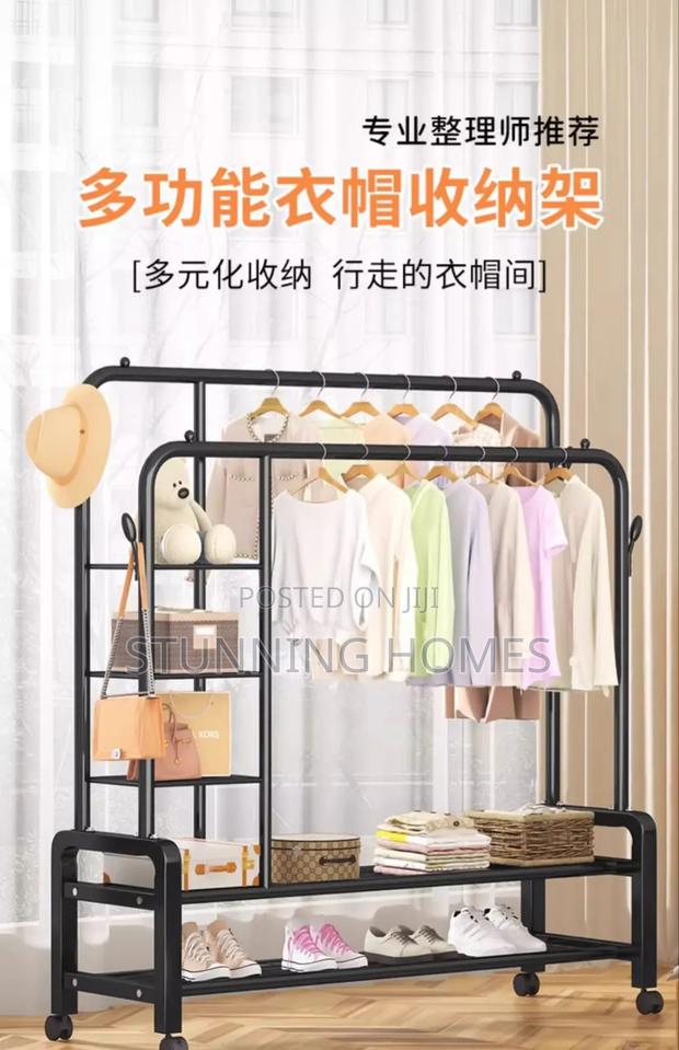Clothes Hanging Rack With Side Shelves - thumbnail 4