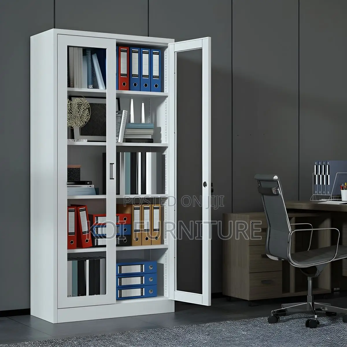 Office Cabinet; Two Doors Filing Cabinet With Front Glass View