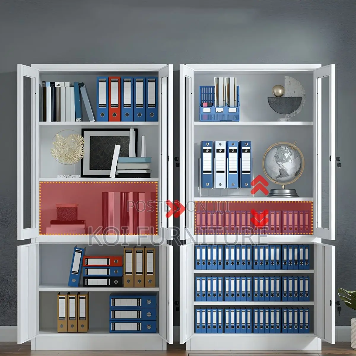 Office Cabinet; Two Doors Filing Cabinet With Front Glass View