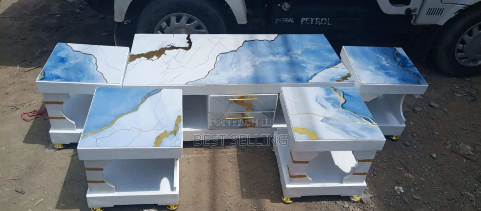 Clean and Smart Marble Top Laminated MDF Coffee Table