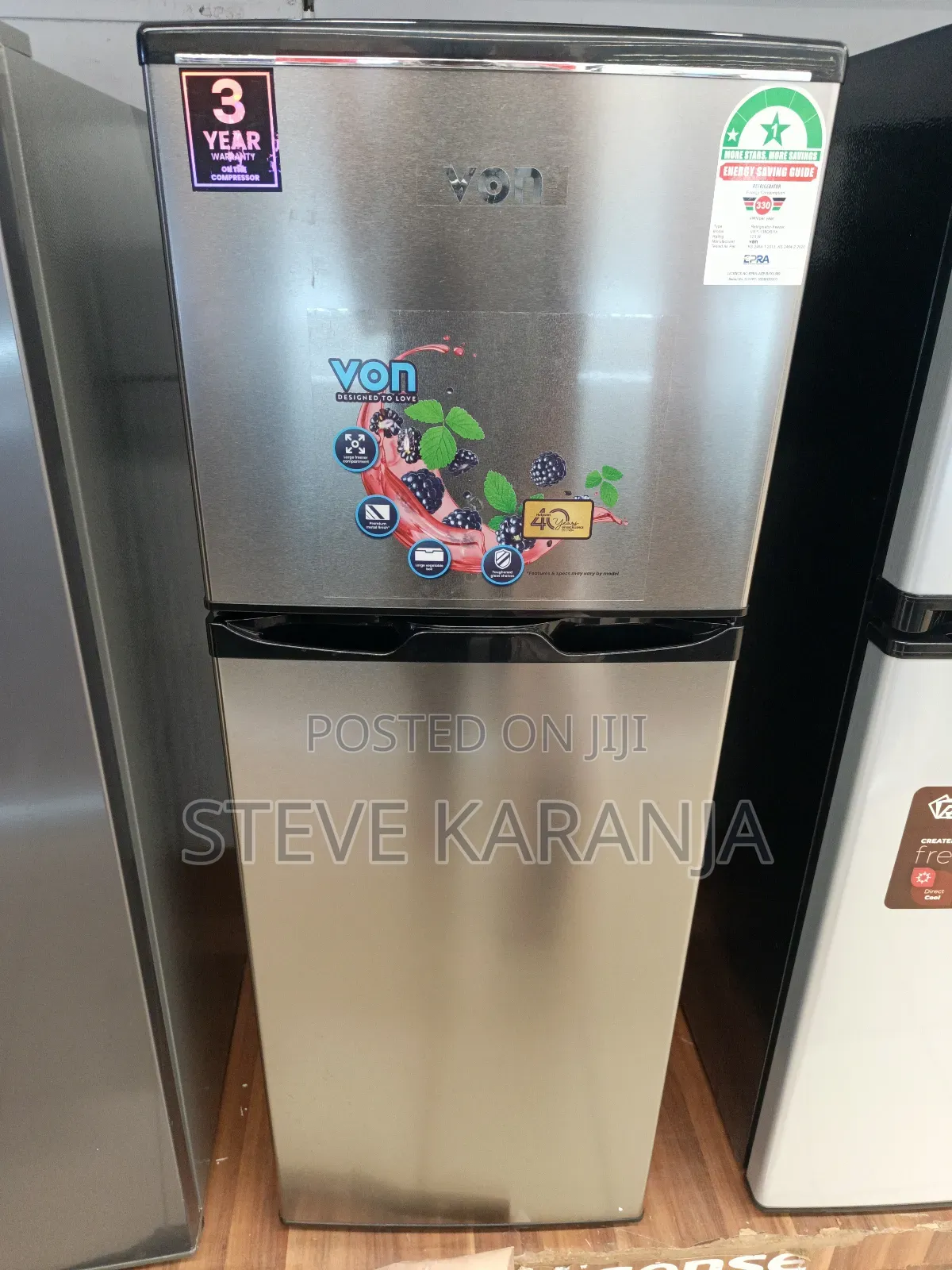 Von 138l Double Door Fridge