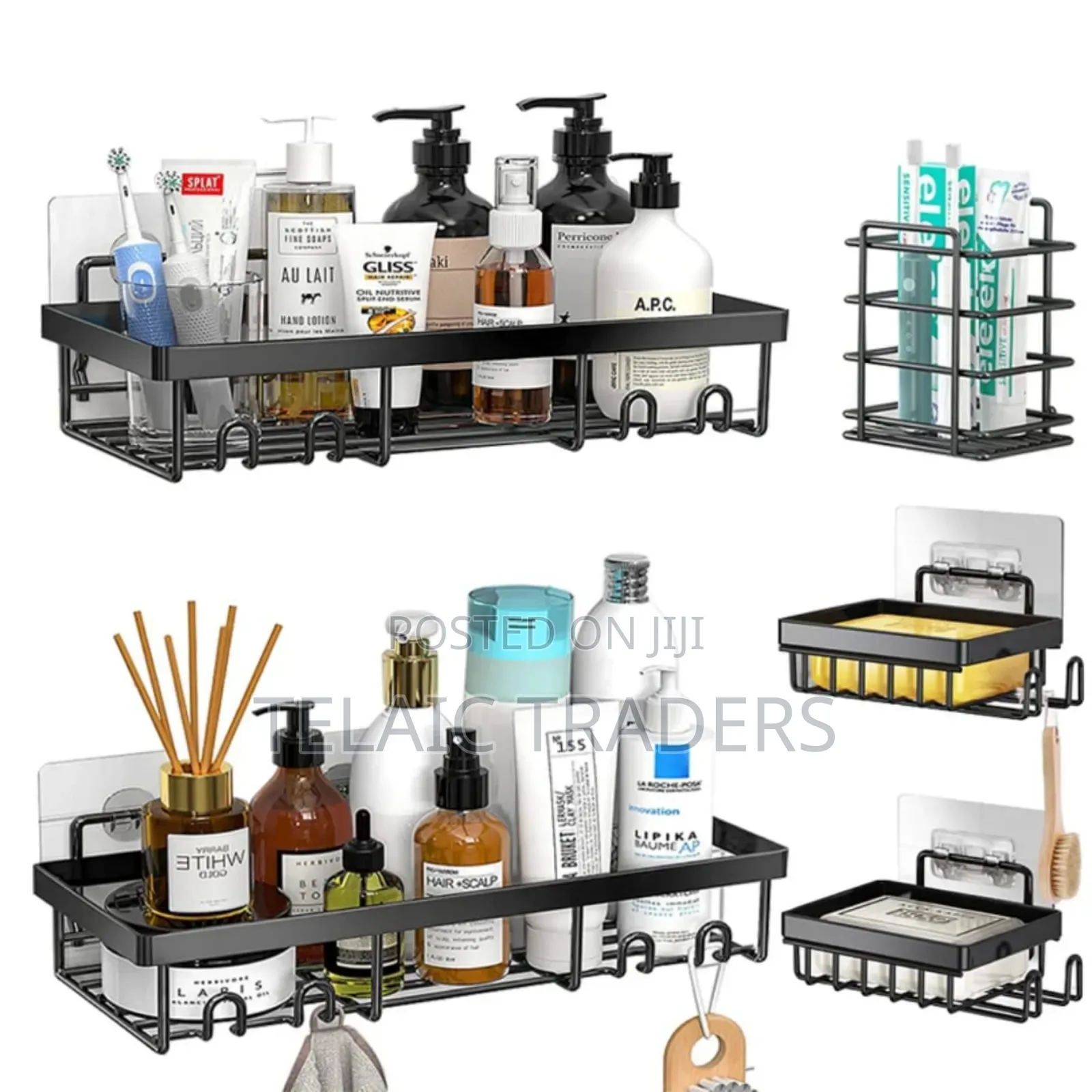 5pcs Set Rectangular Shower Caddy Shelf/ Wall Organizer