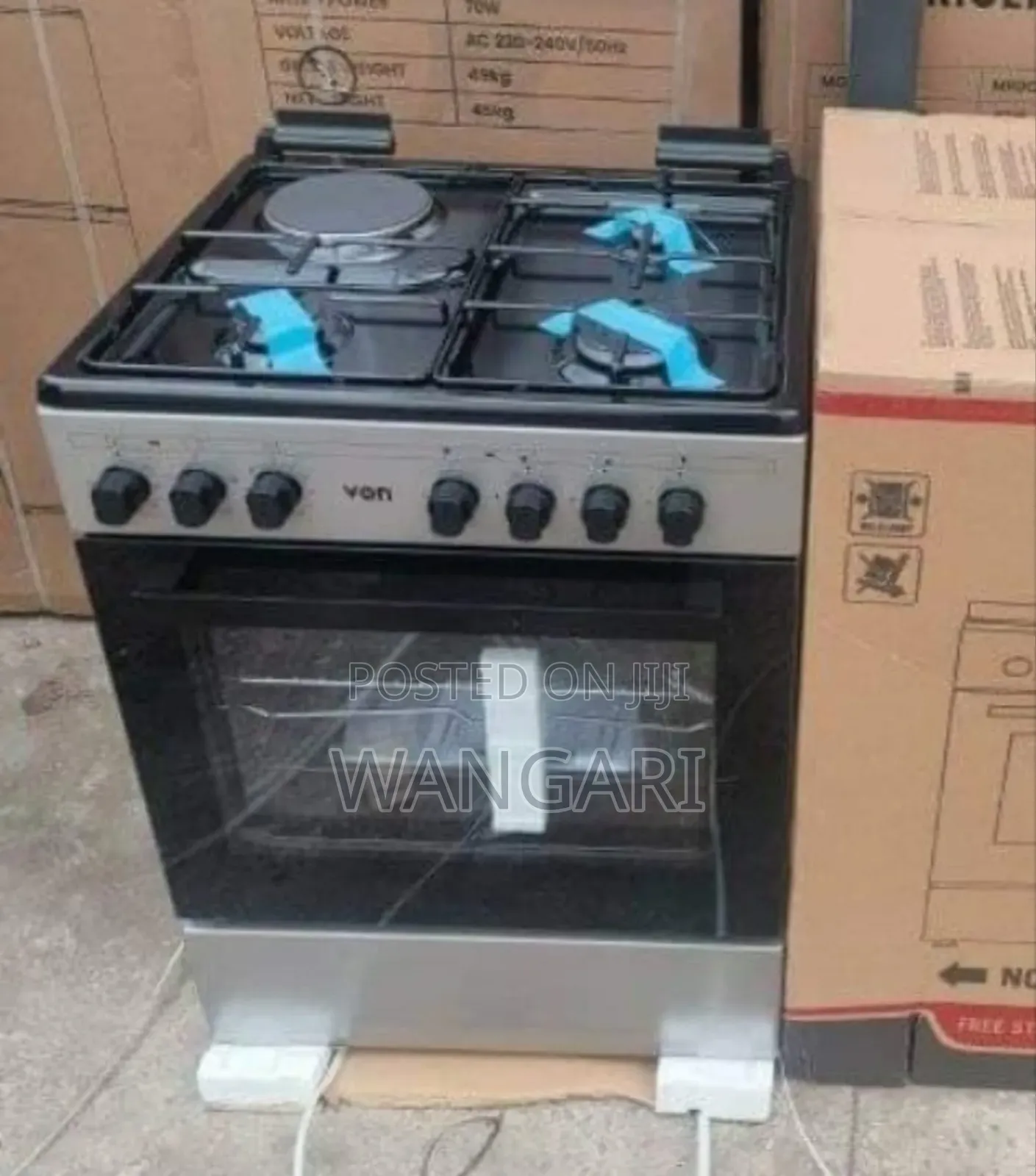 Auto Ignition Von 60 by 60 Standing Cooker 3 Gas +1 Electric