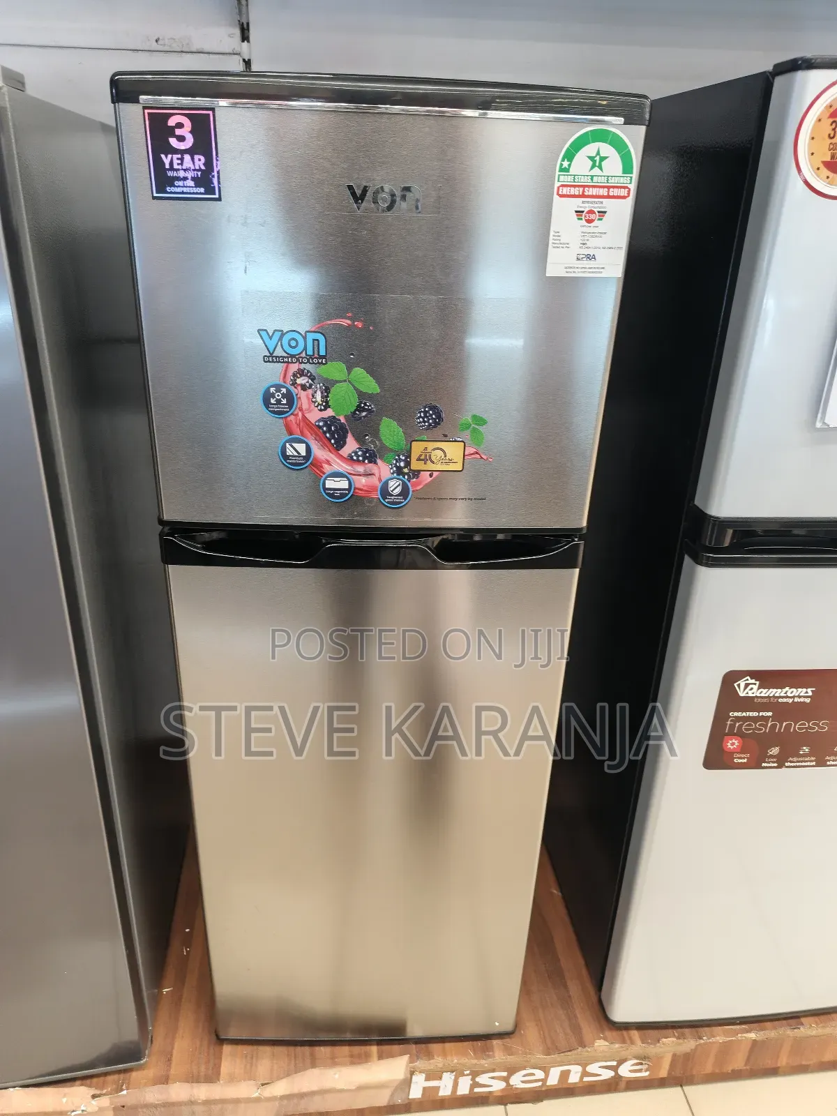 138l Double Door Fridge Vonhotpoint