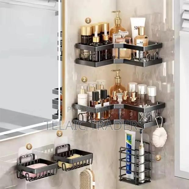 5pcs Set Corner Shower Caddy Shelf/ Wall Organizer