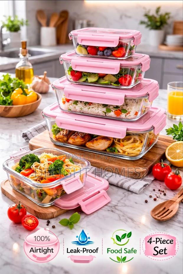 4 PCS Glass Food Container Set-Ca