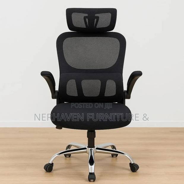 Ergonomic Office Chair With Flip-Up Arms – Comfortable Space Saving - thumbnail 2