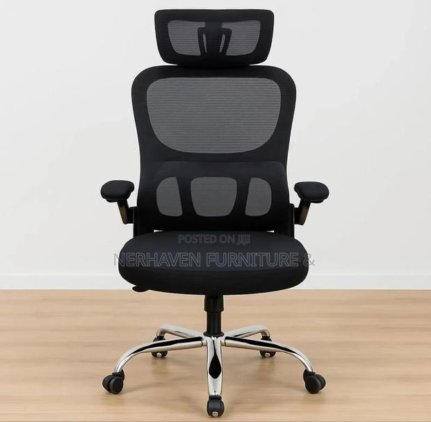 Ergonomic Office Chair With Flip-Up Arms – Comfortable Space Saving - thumbnail 3