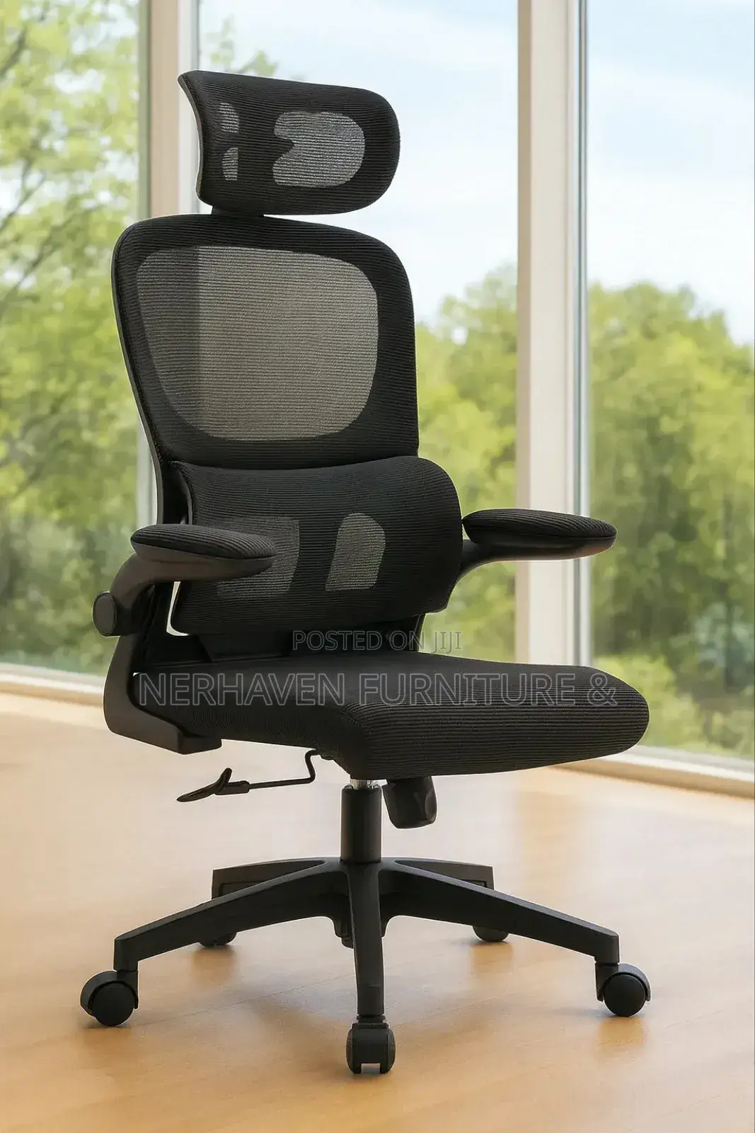 Breathable Ergonomic Mesh Chair With Flip-Up Armrests