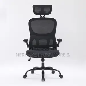 Space Saving Office Chair With Flip-Up Arms and Lumbar Support